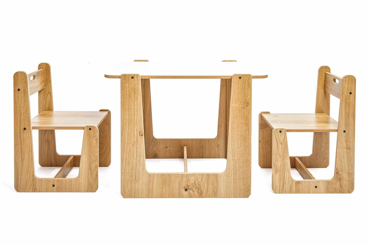 Set masa si scaun pentru copii, Hanah Home, Crane 2, Alb / Natural - view 7