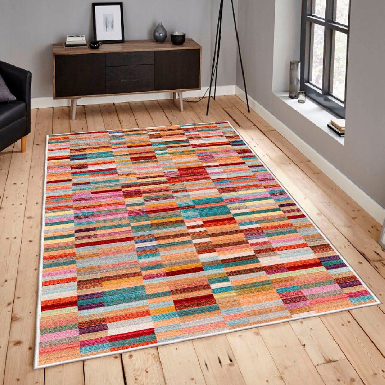 Covor, Woosonıl028, 80x300 cm, Roz / Albastru / Cămilă / Galben / Maro — imaginea 2