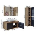 Set Dulap de Baie cu Chiuvetă și Oglindă (3 Piese), Hanah Home, 1700, MDF-LAM, Pin Atlantic / Antracit