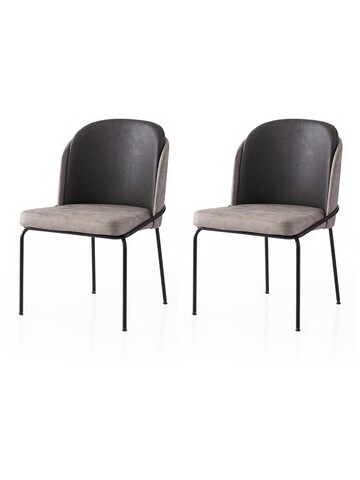 Set scaune 2 piese, Nmobb, Dore, Auriu / Negru / Gri