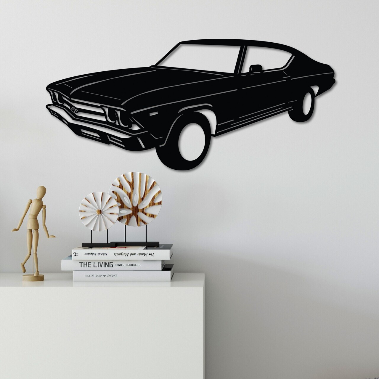 Decoratiune de perete, Chevrolet Chevelle SS 1969 Malibu, Dimensiune: 60 x 28 cm , Negru