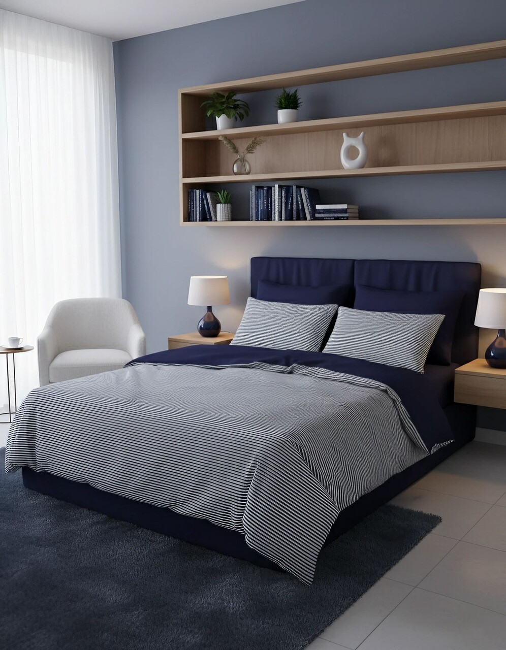 Lenjerie de pat pentru o persoana (FR) L'essentiel Maison Nifty Kombin Albastru inchis