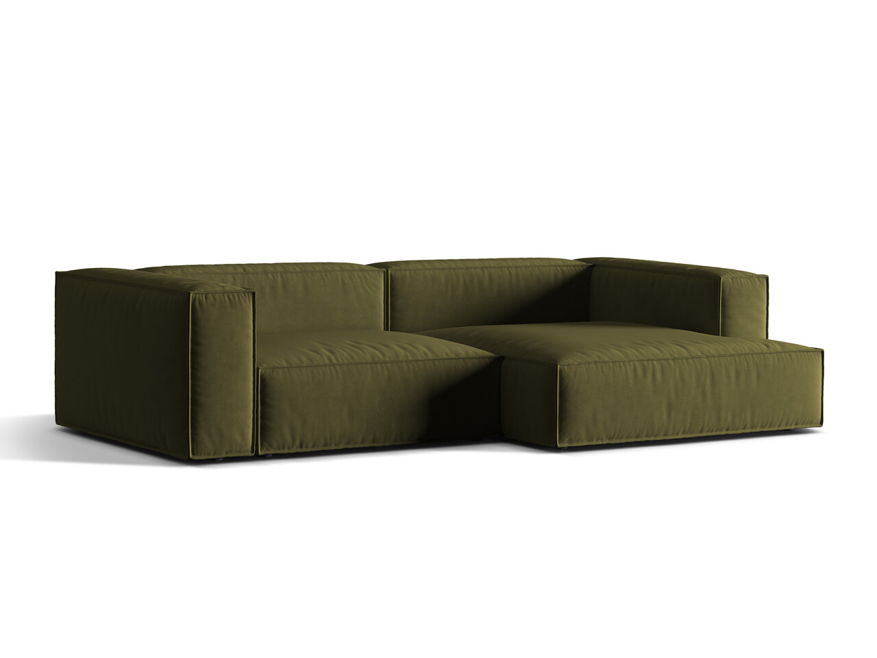Coltar modular dreapta 4 locuri, Nuria-88, Micadoni Home, 292x147x72 cm, catifea, verde moss melange