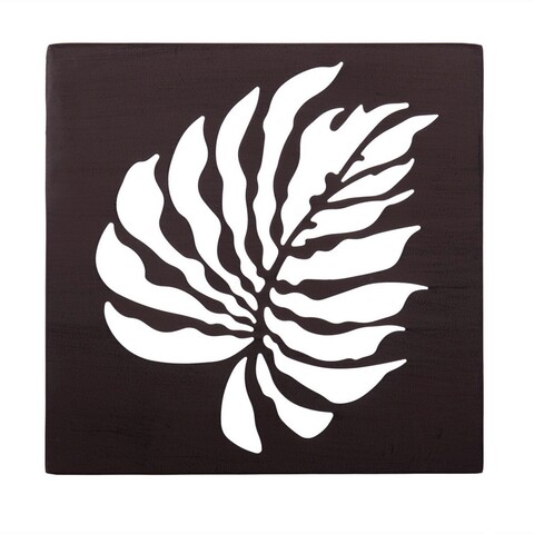 Decoratiune de perete outdoor monstera leaf, 29.8 x 29.8 cm, metal, maro