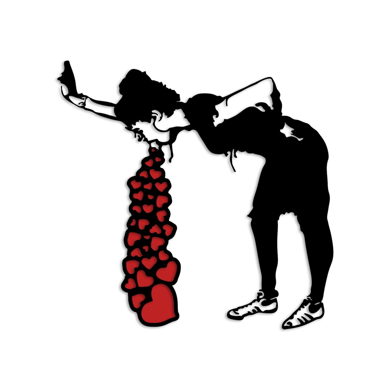 Decoratiune de perete, Banksy 12, Metal, (Grosime: 1,5 mm), Negru/Rosu — imaginea 5