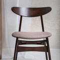 Scaun Eroso, Homla, 48x55.5x74.8 cm, poliester/lemn, maro inchis/bej