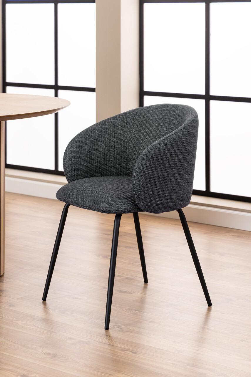 Scaun Eleanor, Actona, 55.5x55x79 cm, tesatura structurata/otel, gri inchis - view 6