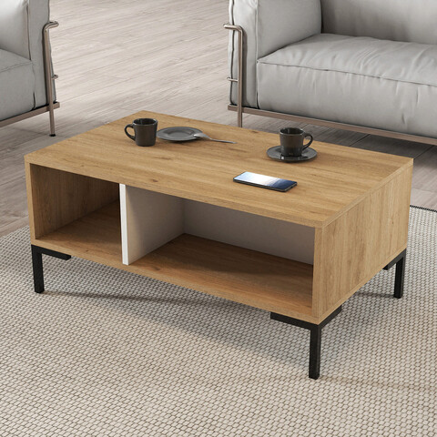 Masuta de cafea, mezza, aurora, 90x54x41.6 cm, stejar / alb