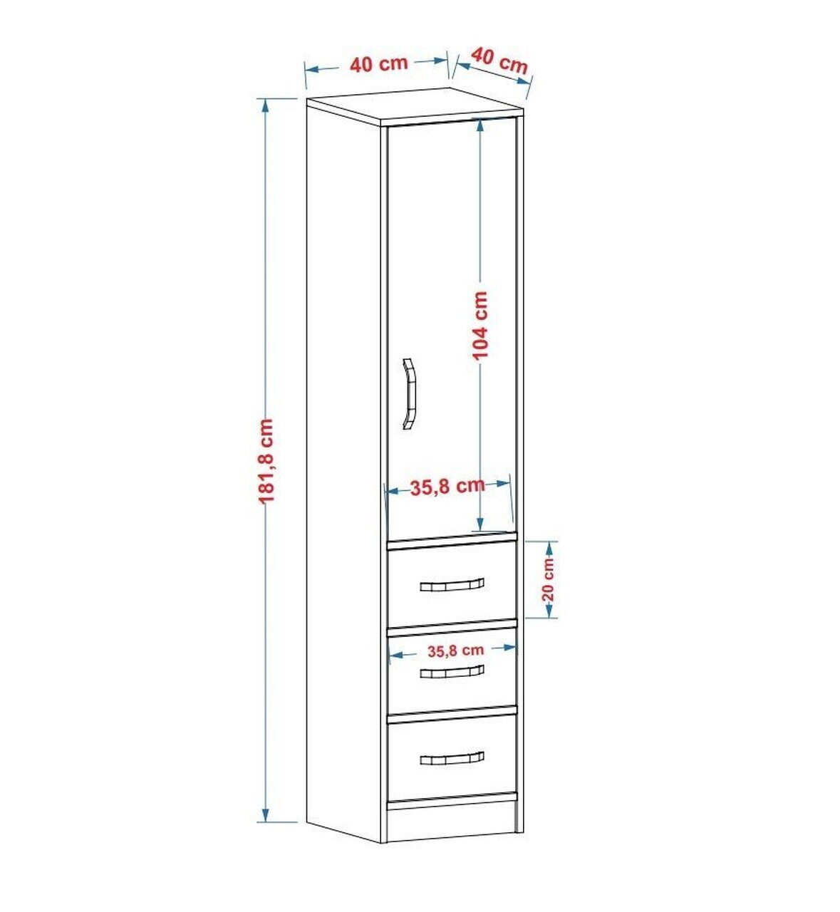 Dulap multifunctional, Hanah Home, Modera, 40x181.8x40 cm, PAL, Alb — imaginea 6