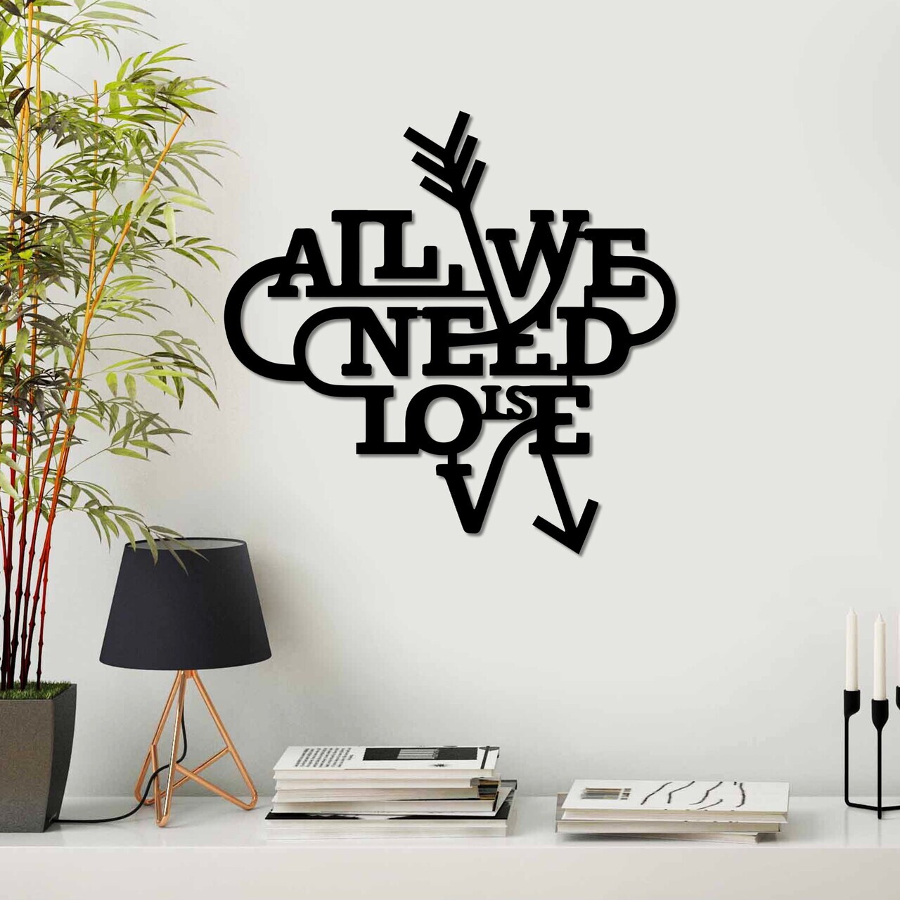 Decoratiune de perete, Need is Love, Dimensiune: 52 x 51 cm , Negru — imaginea 3