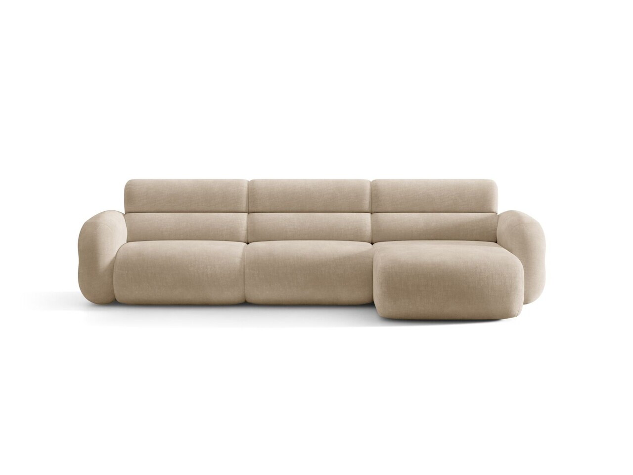Coltar dreapta 4 locuri, Neo, Micadoni Home, 305x165x83 cm, tesatura Chenille, bej inchis