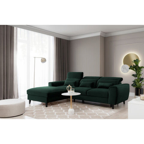 Coltar extensibil stanga 4 locuri ELTAP, Foble, 267x196x100 cm, lemn/poliester, verde inchis