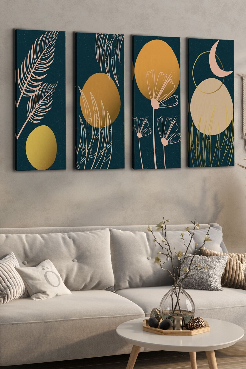 Set 4 tablouri decorative Ersycnvs4Asm5 Dimensiune: 30 x 90 cm (4 bucăți) Multicolor