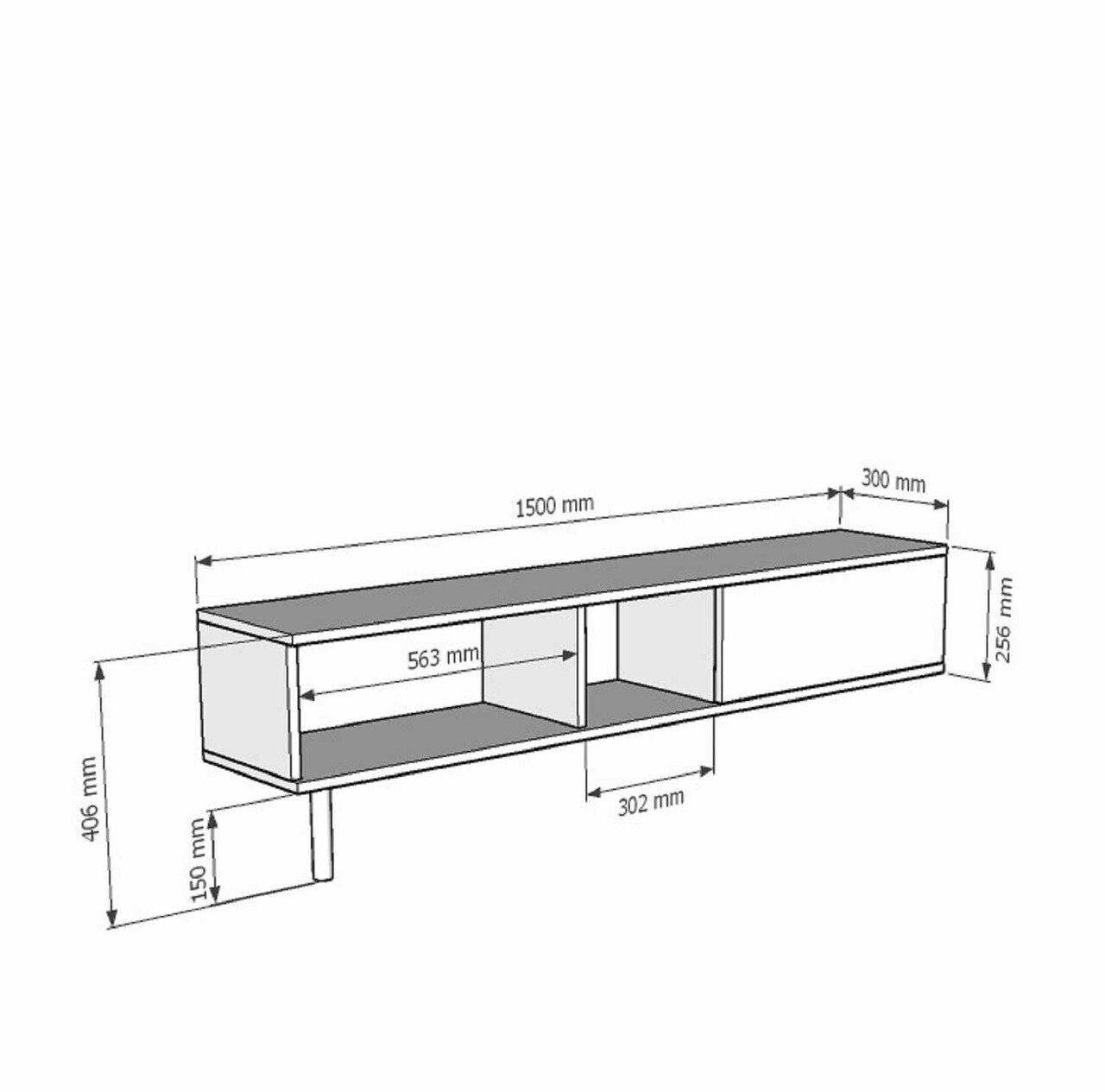 Comoda TV, Hanah Home, Didema 150, 150x40.5x30 cm, Antracit — imaginea 7