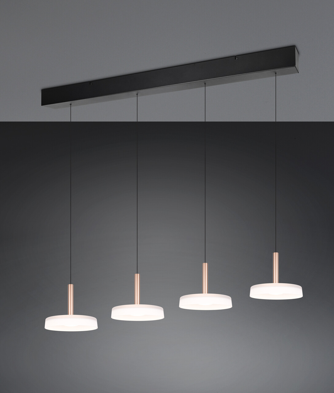 Lustra Celeste, TRIO, 115x22x200 cm, 7W, 4x SMD LED, metal, negru/alb