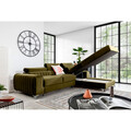 Coltar extensibil dreapta 3 locuri ELTAP, RT-33NU, Grayson, 278x205x92 cm, lemn/poliester, verde olive