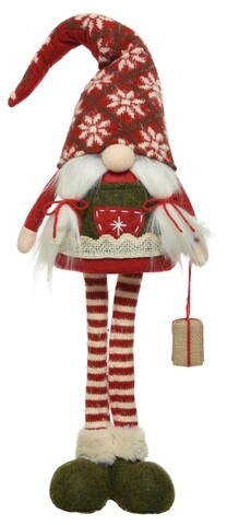 Decoratiune Gnome woman w present, Decoris, 18x12x74 cm, poliester, multicolor