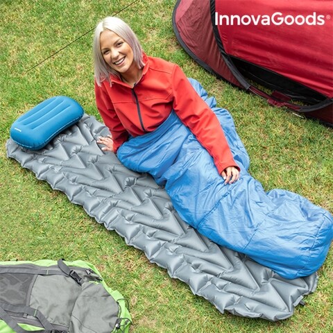 Saltea si perna gonflabile ultralight travel innovagoods, 70x210 cm / 30x50 cm, pvc