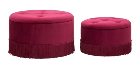 Set 2 taburete cu spatiu pentru depozitare, Lines, Mauro Ferretti, 71×41 cm, bordo 71x41