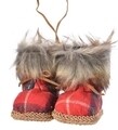Decoratiune Snow boots, Decoris, poliester, rosu/alb