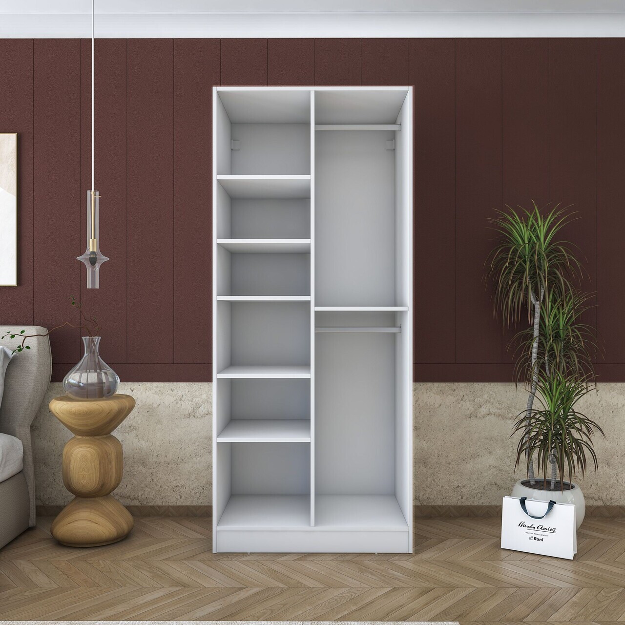 Dulap pentru haine, Hanah Home, BA171, 90x210x57.5 cm, PAL melaminat, Alb - view 9