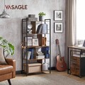 Biblioteca cu 5 rafturi, Vasagle, Industrial Living, 74x30x150 cm. PAL/otel, maro
