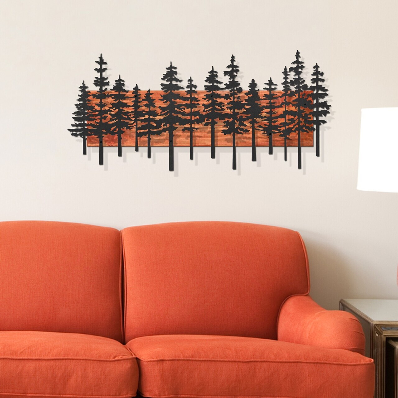 Decoratiune de perete, Nordic Pine, Cadru: Lemn (Grosime: 2 cm), Roșu/Negru — imaginea 3