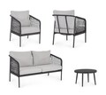 Set mobilier pentru gradina/terasa 4 piese Felipe, Bizzotto, aluminiu/poliester impermeabil, gri
