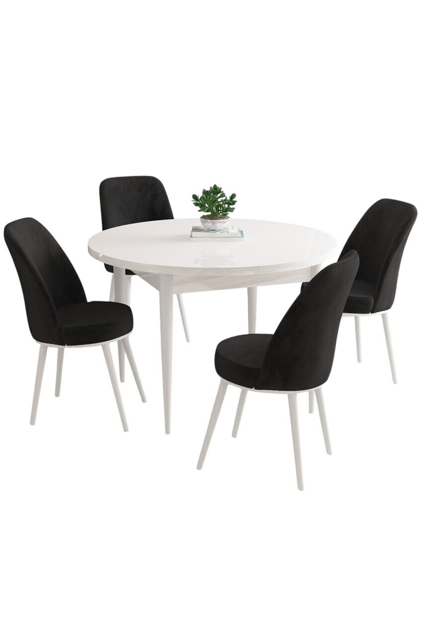 Set masa si scaune (5 piese), Hanah Home, Kea, Alb/Negru — imaginea 2