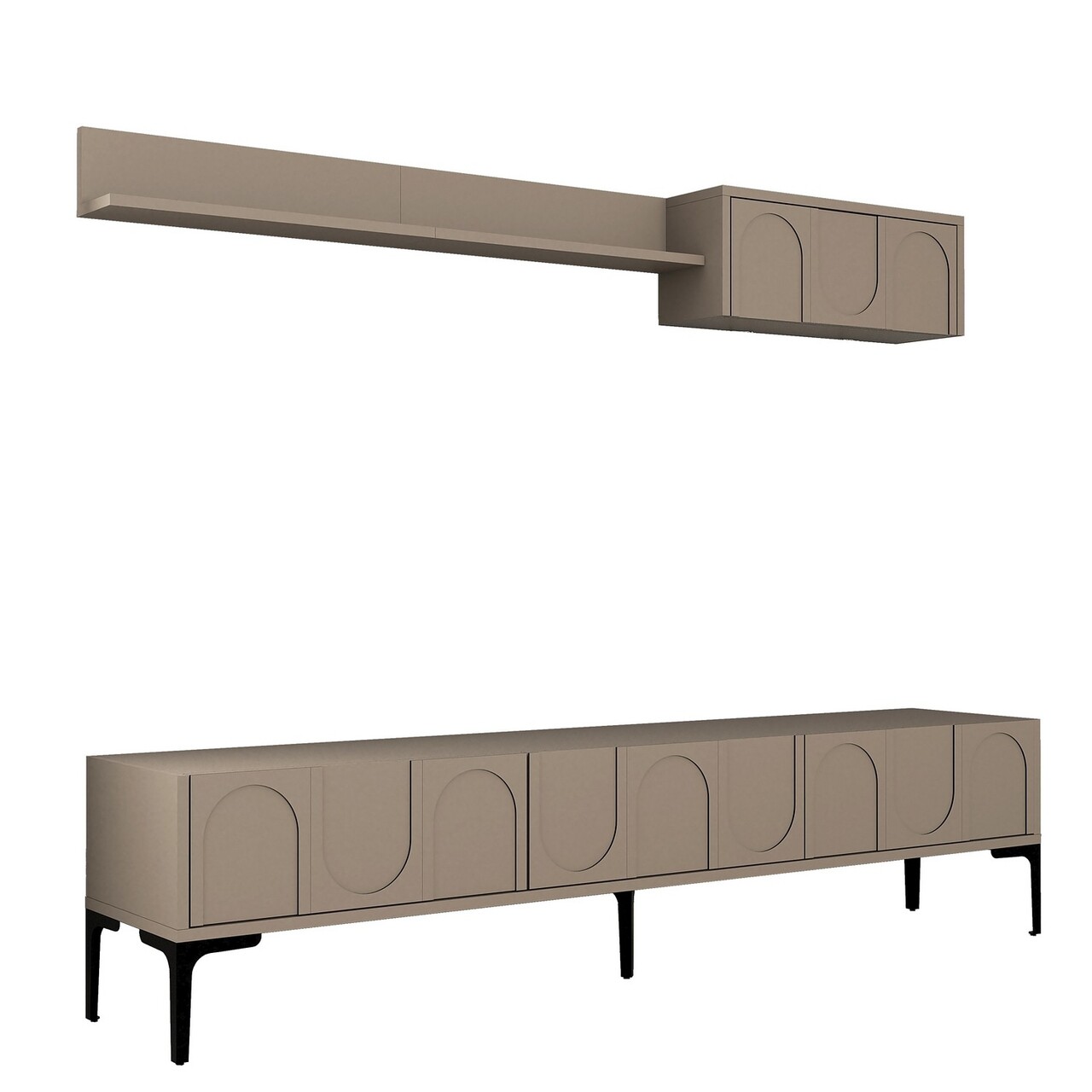 Comoda TV, Hanah Home, Lyon 2, 180x42x35 cm, Atlas / Negru - imagine 5