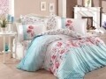 Lenjerie de pat dubla, 4 piese, 100% bumbac poplin, Hobby, Fiesta Aqua, multicolora