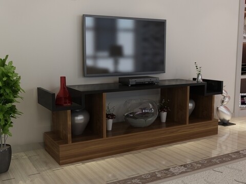 Comoda TV CAKIL, Gauge Concept, 127x30x48 cm, PAL, aluna/negru Gauge Concept imagine 2022 by aka-home.ro