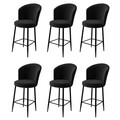 Set scaune de bar 6 piese, Charlotte, Fora, Metal, Negru