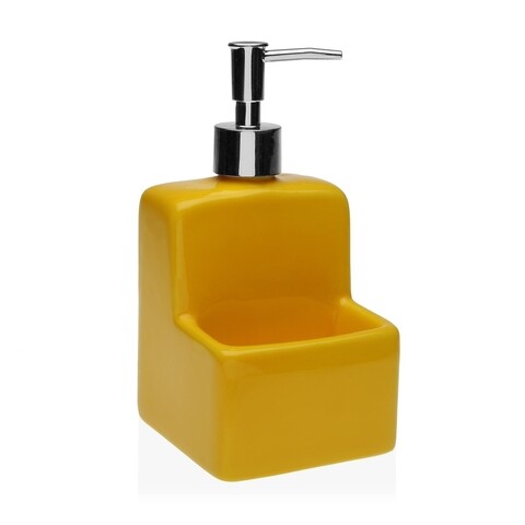 Dozator detergent lichid cu suport burete Ellery, Versa, 11.2 x 9.8 x 19 cm, dolomit, galben