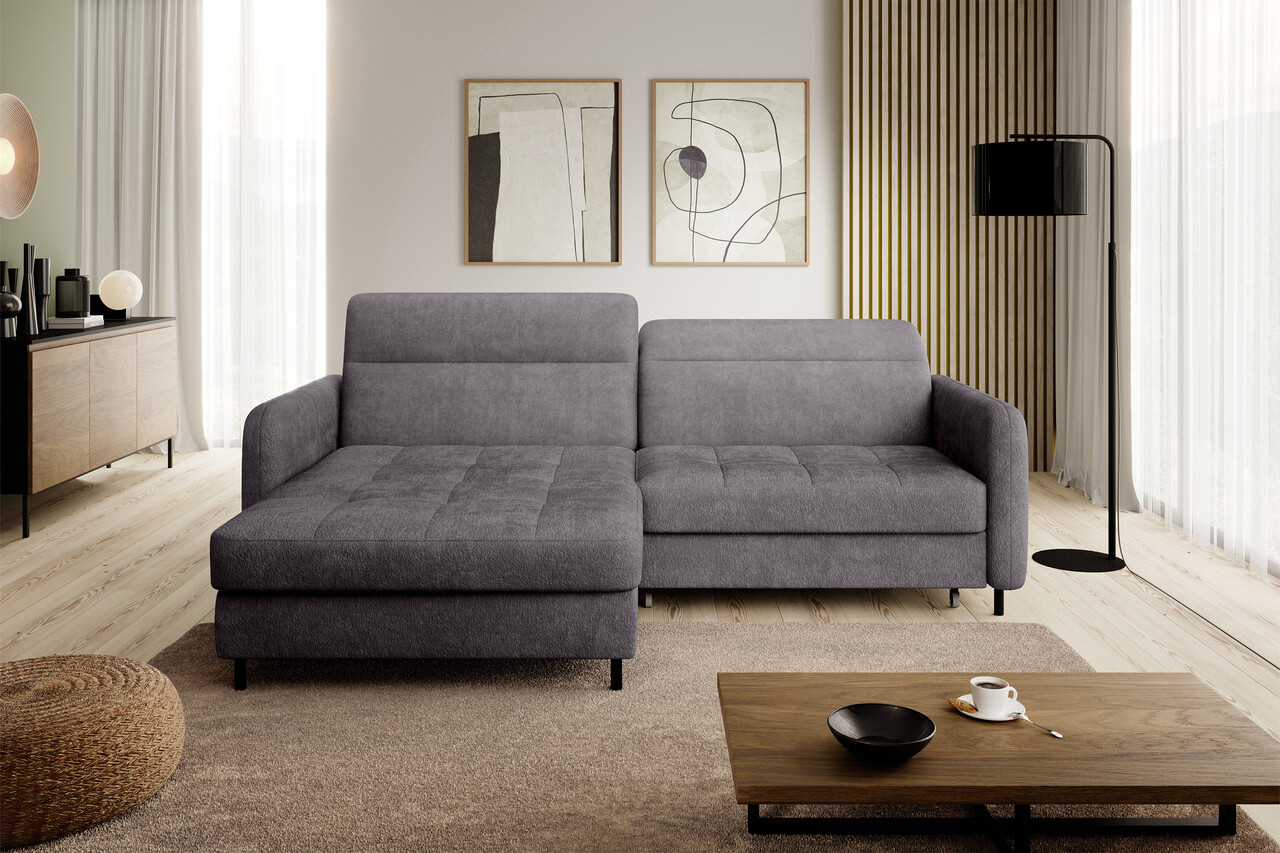 Coltar extensibil stanga 3 locuri ELTAP, LT-05TOU, Gomsi, 228x165x100 cm, lemn/poliester, gri inchis - 1 | YEO