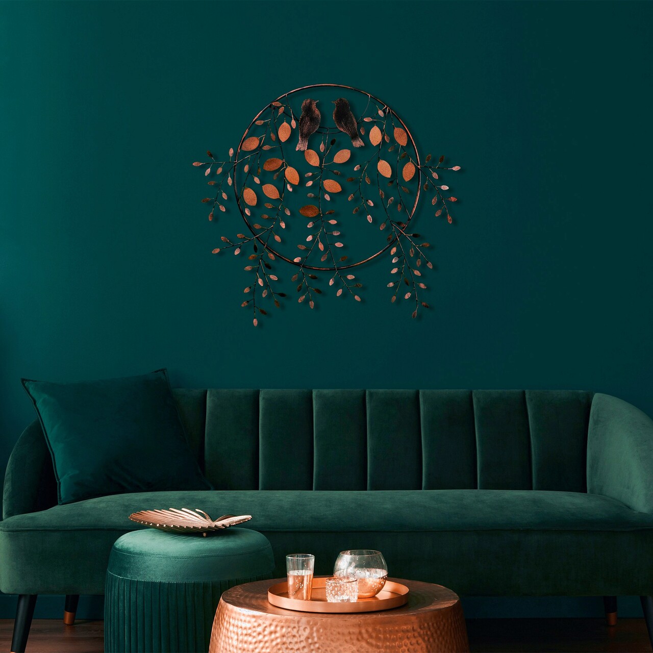 Decoratiune de perete, Love of Birds 3, Metal, Dimensiune: 86 x 75 cm, Multicolor - 2 | YEO
