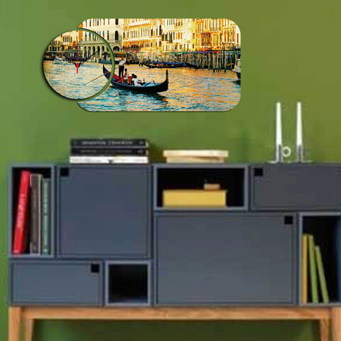 Set ceas si tablou decorativ, yms-09, mdf , dimensiune: 68 x 32 cm, multicolor