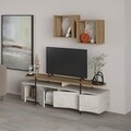 Comoda TV cu 2 rafturi, Decortie, Hanley, pal melaminat, alb/bej
