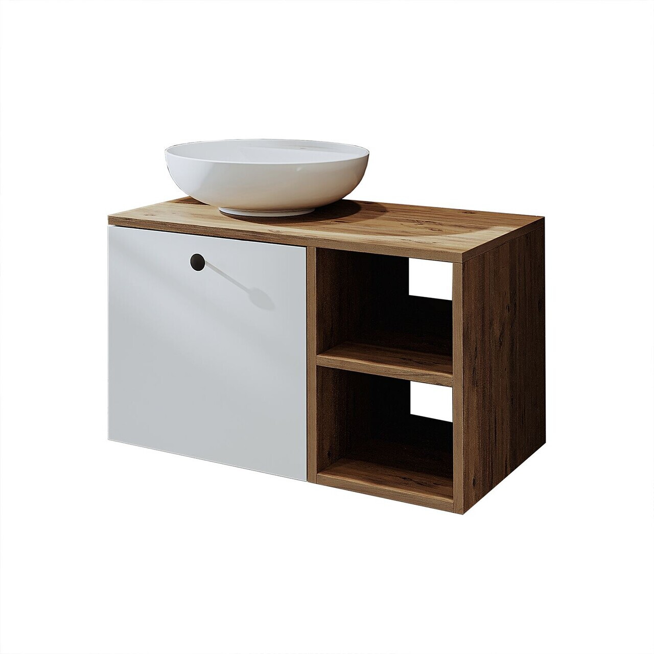 Dulap de baie cu chiuvetă, Hanah Home, 2456, 75x58x45 cm, MDF, Pin Atlantic / Alb — imaginea 5