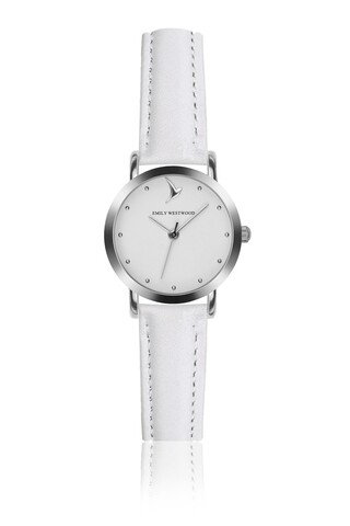 Ceas pentru dama, Emily Westwood, Silver Classic White, piele naturala/inox, alb