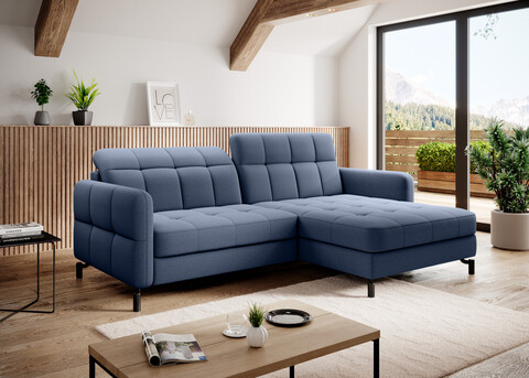 Coltar extensibil dreapta 3 locuri ELTAP, Lore-101, Lorelle, 225x160x105 cm, lemn/poliester, albastru