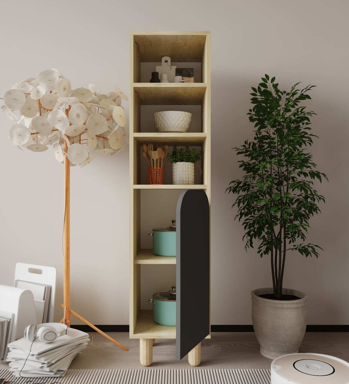 Dulap multifunctional, Hanah Home, Parma 1, 37x155x40 cm, PAL, Stejar safir / Antracit - view 3