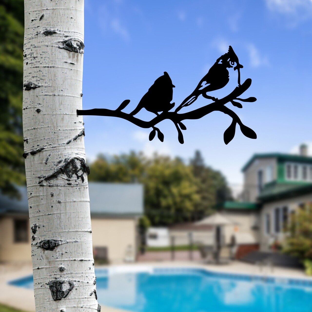 Obiect decorativ de grădină, Bird On The Branch 07, 45x23 cm, Negru - view 2