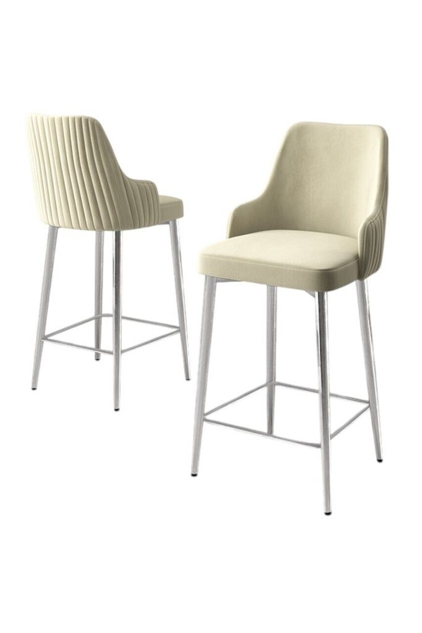 Set scaune de bar 6 piese, Hanah Home, Tera, Crem / Crom — imaginea 2
