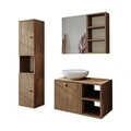 Set Dulap de Baie cu Chiuvetă și Oglindă (3 Piese), Hanah Home, 2485, MDF, Maro