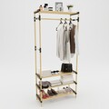 Organizator imbracaminte si incaltaminte, Seowood, 165 x 76 x 28 cm, lemn solid, natur