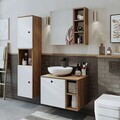 Set Dulap de Baie cu Chiuvetă și Oglindă (3 Piese), Hanah Home, 2477, MDF, Pin Atlantic / Alb