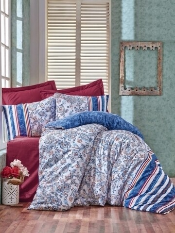 Lenjerie de pat dubla, 4 piese, 100% bumbac ranforce, Cotton Box, Lorisa