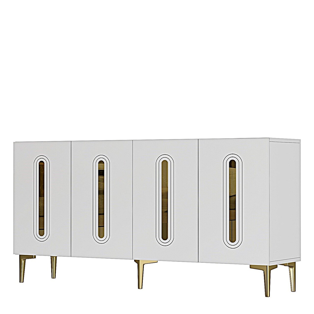 Consola, Hanah Home, Rany 150, 150x75x32 cm, Alb/Auriu - view 4