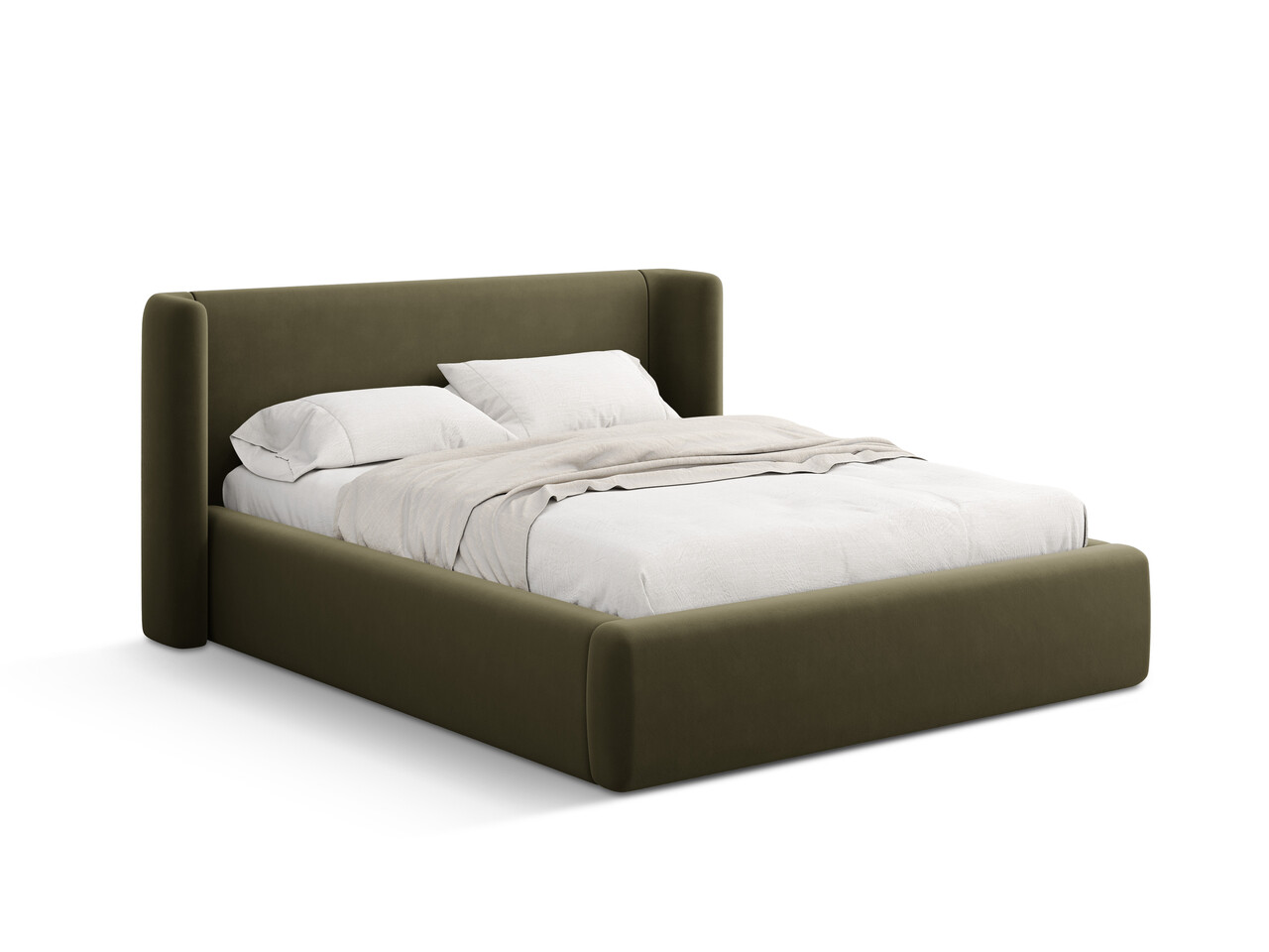 Pat tapitat cu somiera rabatabila si lada depozitare 200x200 cm Windsor & Co Jason catifea verde